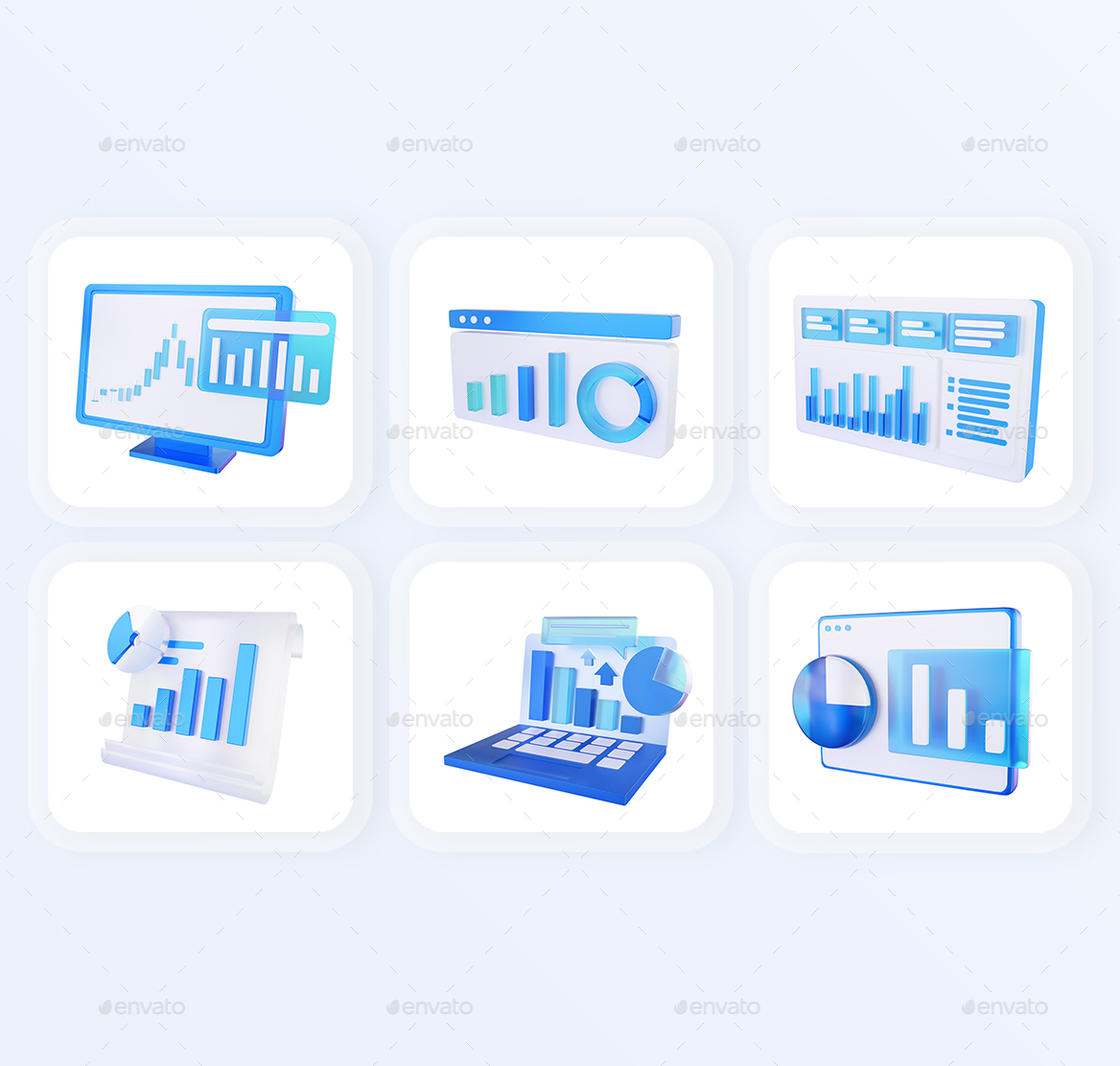 Data Analytics 3d Icon Set Graphics Graphicriver 2070